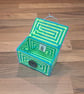 Business card holder - button closure with neon yellow and light blue pattern - Image 1