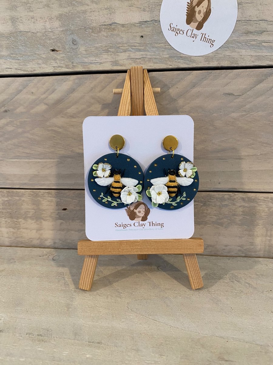 Bumble Bee Handmade Earrings 