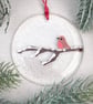 Robin on a snowy branch - glass Christmas tree decoration - Image 3