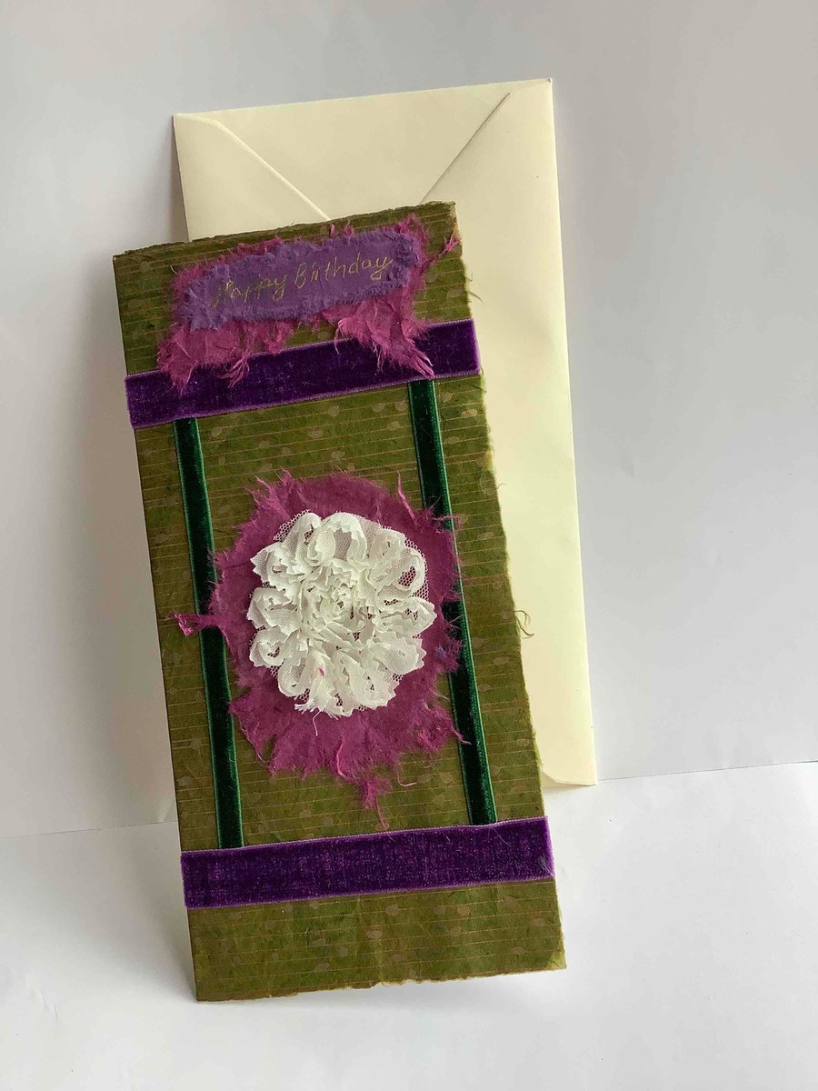 Velvet ribbon birthday card