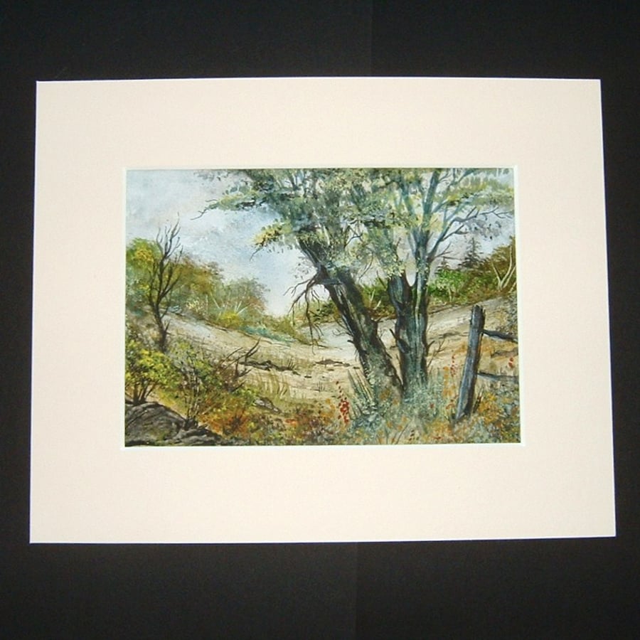 landscape art painting original  watercolour 7x5" ref 486