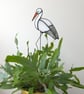 Handcrafted Stained Glass White Stork Plant Stake Unique Gift