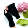 Fingerless gloves - black and silver wrist warmers SALE