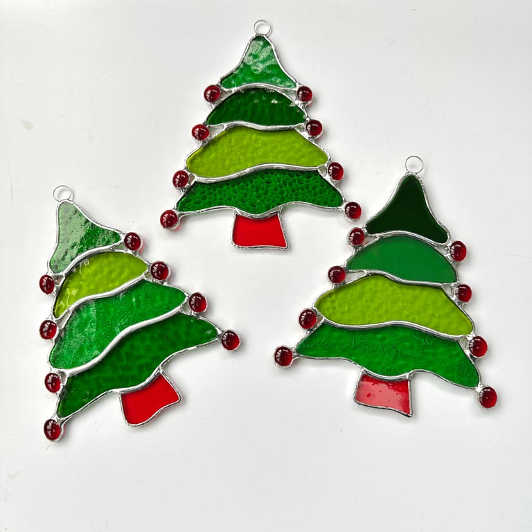 Stained Glass Christmas Tree Suncatcher - Handmade Christmas Decoration