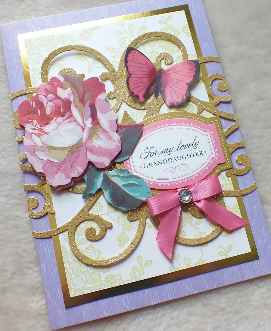 Luxury Handmade Granddaughter Birthday Card