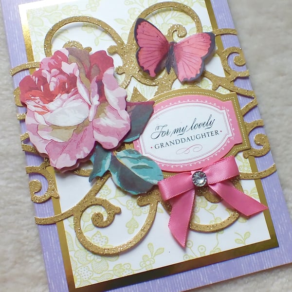 Luxury Handmade Granddaughter Birthday Card