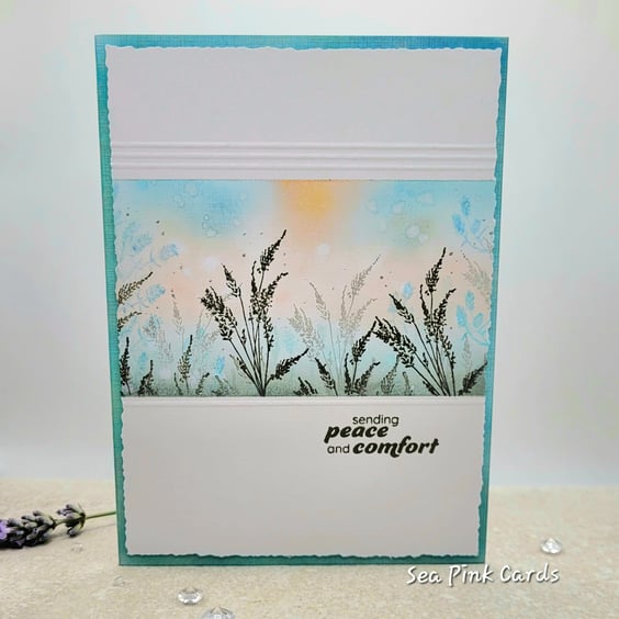 Sympathy Card - Meadow Grass - handmade card, tranquil scene, nature