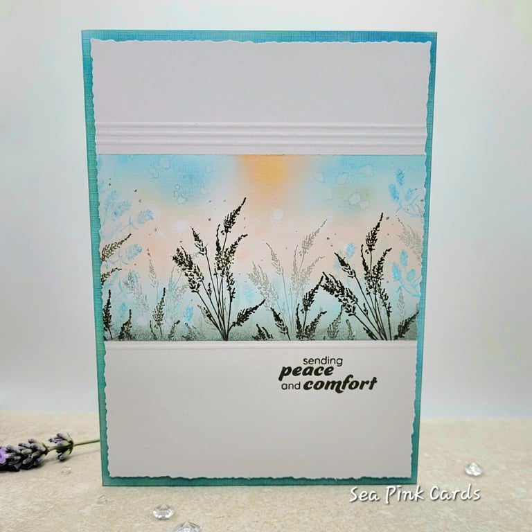 Sympathy Card - Meadow Grass - handmade card, tranquil scene, nature