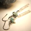 Larimar, Quartz and Sterling Silver Earrings