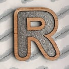 10cm Skandi Themed Maplewood and Glitter Felt Letters.