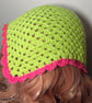 Crochet Bandana Handmade Neon Green Pink Festival Headscarf Boho Hair Wrap Y2K - Image 6