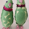 Pair of parakeets parrots sculpture ornament 