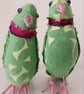 Pair of parakeets parrots sculpture ornament 