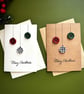 Christmas bauble gingham button card handmade winter holiday greeting card