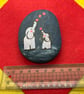Hand painted pebble with hearts and elephants - Image 1