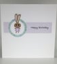 Birthday card - cute bunny with flower detail
