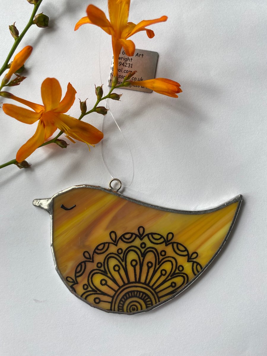 Stained Glass Bird Suncatcher Decoration 
