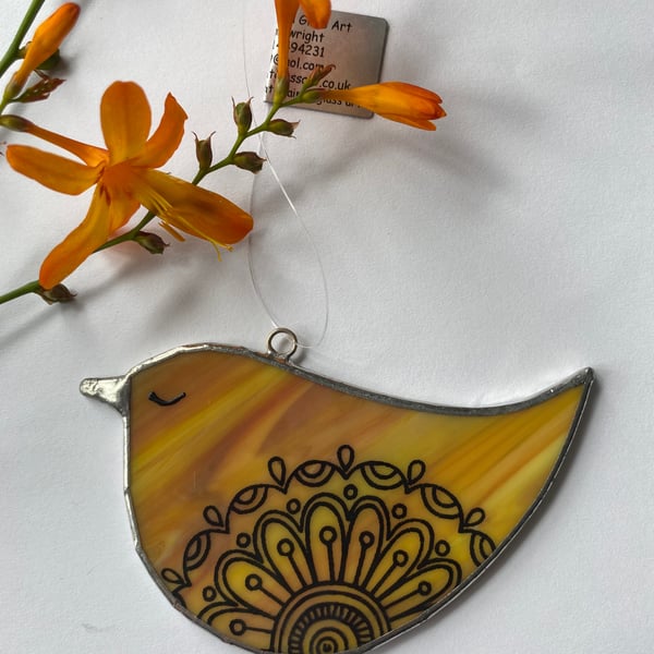 Stained Glass Bird Suncatcher Decoration 