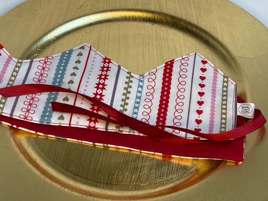 Pick and Mix Christmas Party Crowns. Reusable and waste free. Stripes on white