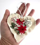 Poinsettia Small Christmas Heart Decoration, Hanging Decoration - Image 7