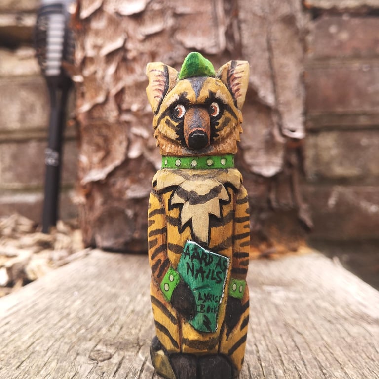 Hand carved, painted and finished Well'aard the Aard Wolf - One of a kind gift!
