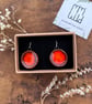 Handmade Ceramic Earrings: Bright Orange Glazed Clay, Hypoallergenic Hooks, Eart - Image 2
