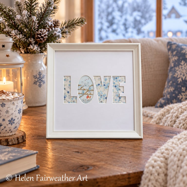 "With Lots of Love..." Robin original watercolour painting winter landscape 
