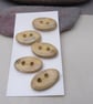 5 Small Oval Old Gold Ceramic Buttons - Image 1