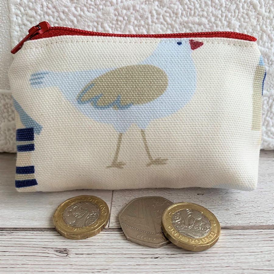 Small purse, coin purse with seagull print pattern