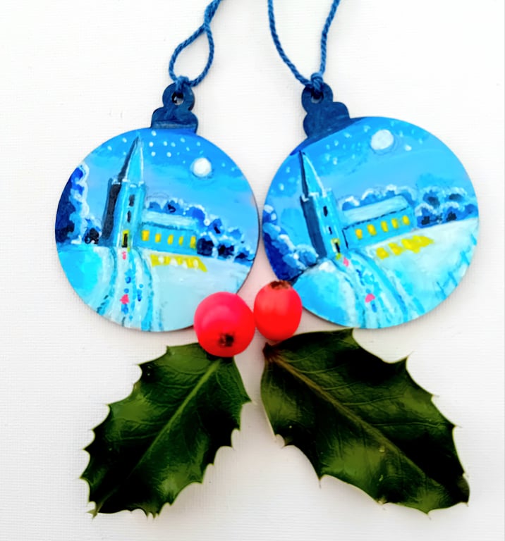 Christmas Eve snowy church 