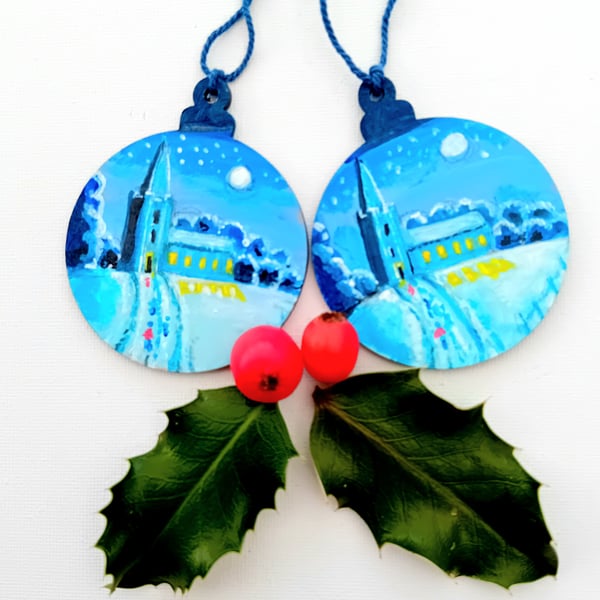 Christmas Eve snowy church 