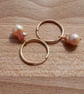 Peach Baroque Freshwater Pearls on 14k Gold Filled Hoops - Image 4