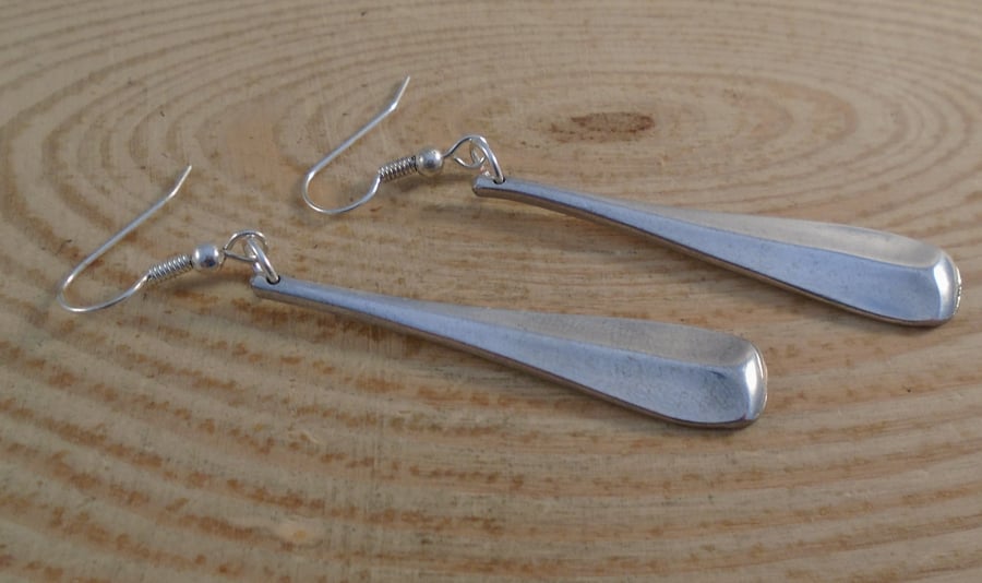 Upcycled Silver Plated Rattail Sugar Tong Handle Earrings SPE042011