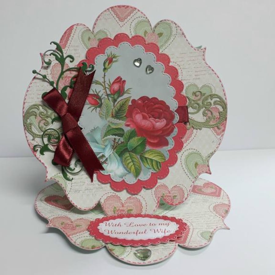 SOLD Wife Rose Valentine Easel Card