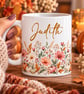 Personalised Autumal Floral Mug – Flower Gift for Mum, Grandma or Friends