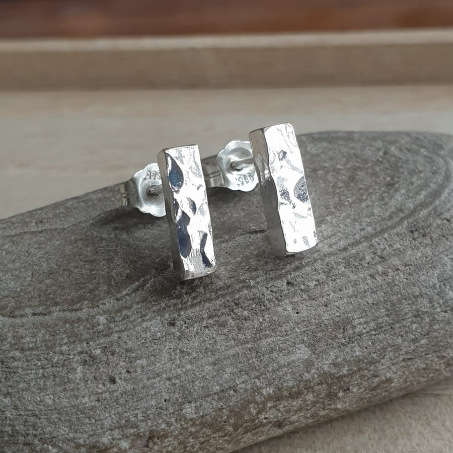 Sterling silver bar studs, Minimalist jewellery, Small everyday earrings