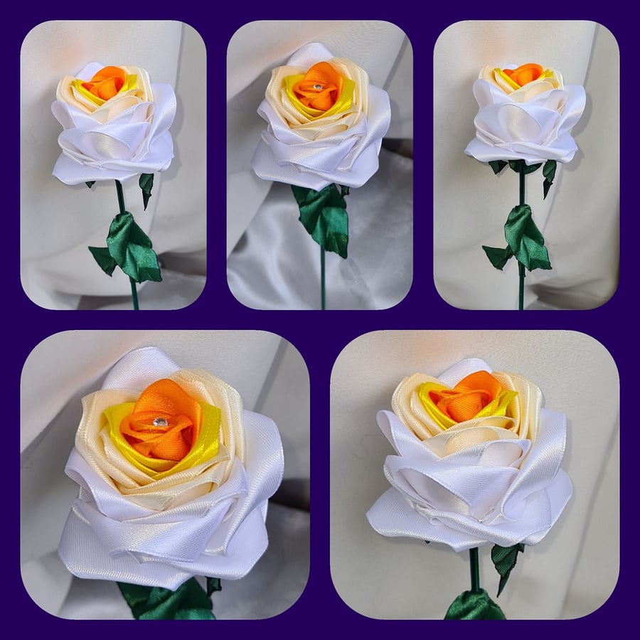 Gorgeous Handmade The Egg Ribbon Rose - Long Stem Artificial Flower Gift