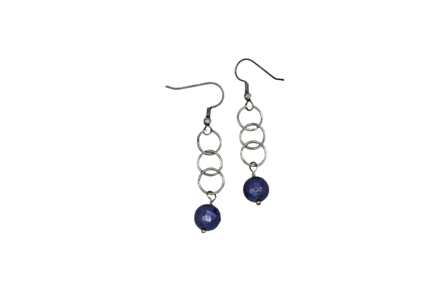 Seconds Sunday -  Blue Shell Pearl Three Hoop Dangly Earrings - Free Postage