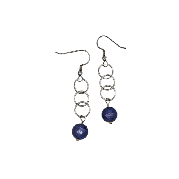 Seconds Sunday -  Blue Shell Pearl Three Hoop Dangly Earrings - Free Postage