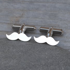 Moustache Cufflinks In Sterling Silver