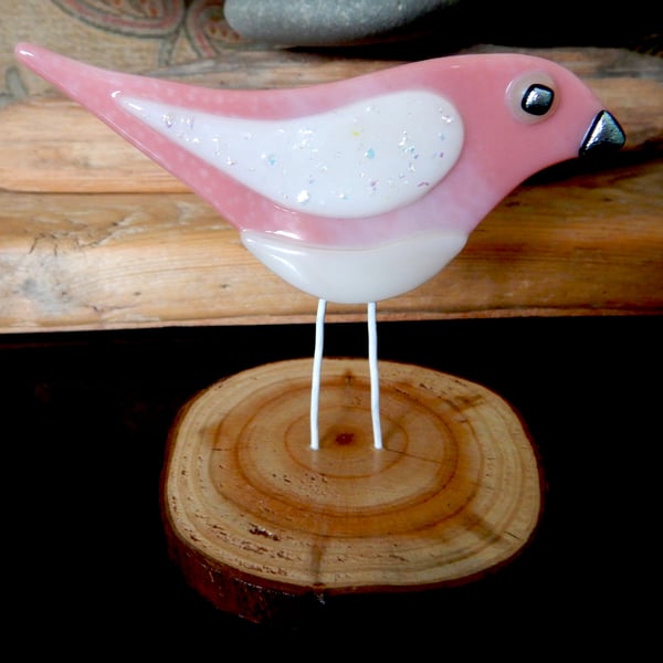 Artist made Fused Glass Little Bird.