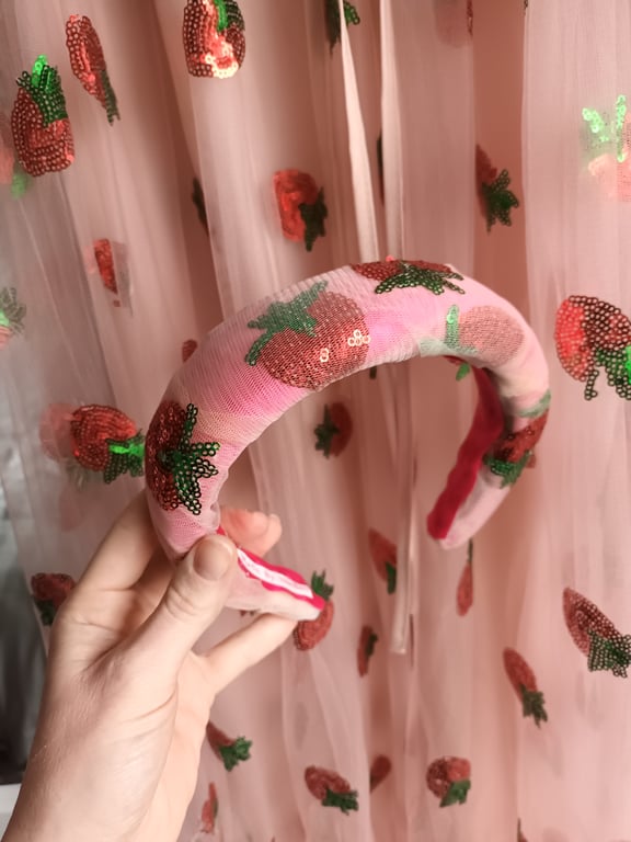 Strawberry sequin embellished headband 