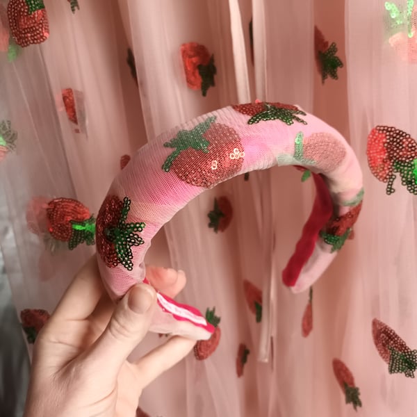 Strawberry sequin embellished headband 