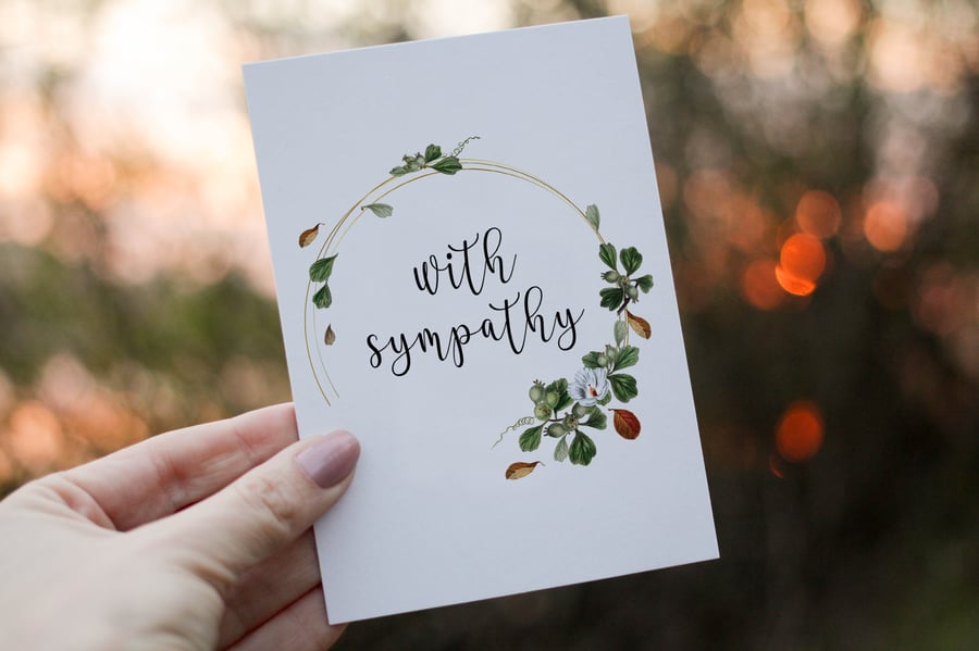 With Sympathy Card, Death Acknowledgement Card, Personalised Sympathy Card