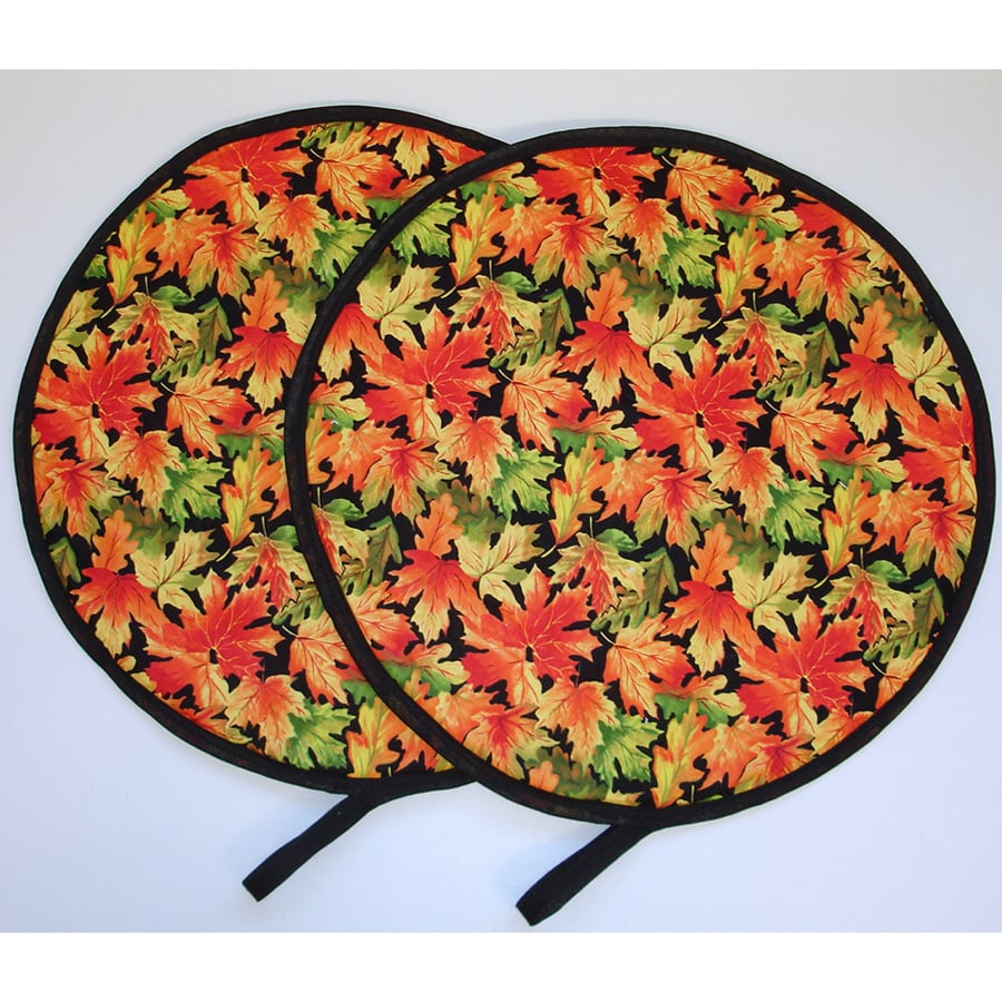 Aga Hob Lid Mat Pad Covers With Loop Surface Saver Autumn Leaves Orange Red