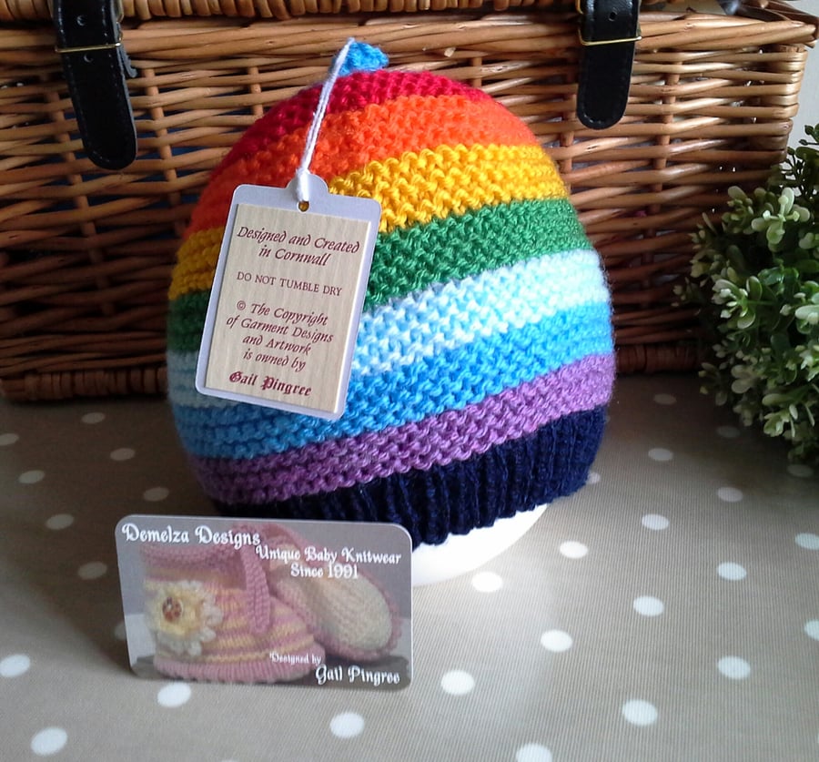 Gender Neutral Baby Rainbow Beanie Hat  6-12 months size