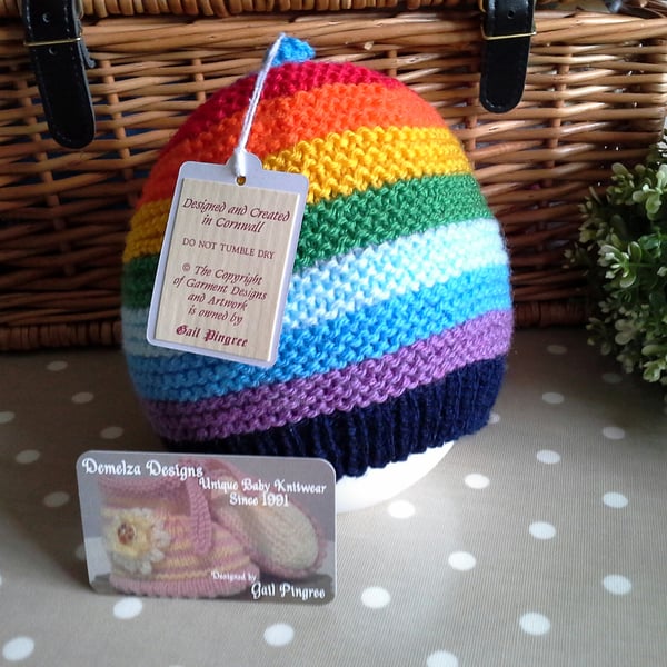 Gender Neutral Baby Rainbow Beanie Hat  6-12 months size