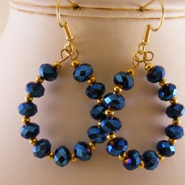 Blue Iris Hoop Earrings