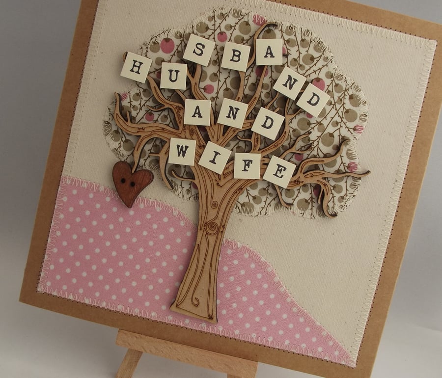 Husband And Wife Wedding Day Fabric Card