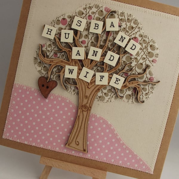 Husband And Wife Wedding Day Fabric Card